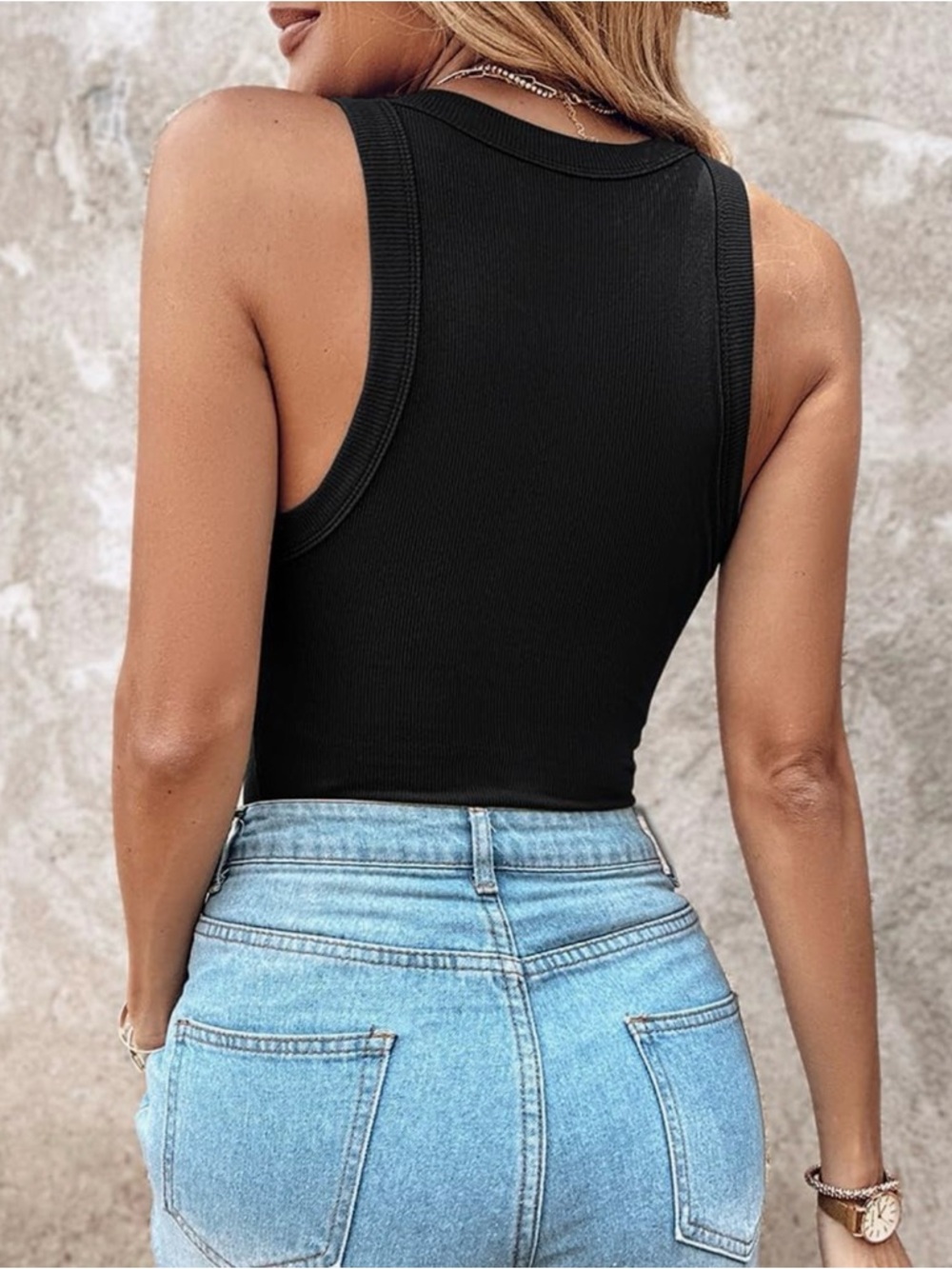 Two Classic Ribbed Tank Tops with Built In Bra - Black & White, XXL - Picture 4 of 12